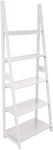 Amazon Basics Modern Ladder Bookcase with Solid Rubber Wood Frame - White