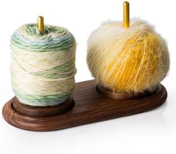 Rovarahoom Walnut Wooden Yarn Holder for Crocheting, Yarn Spinner Stand with Magnetic Rotating Mechanism, Crochet Holder for Knitting Lovers Mom Craft Enthusiasts Great Gift - 2 Spindles