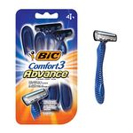 BIC Comfort 3 Advance Disposable Razors for Men, For an Ultra-Soothing and Close Shave, 4 Count (Pack of 6)