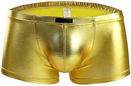 Mens Liquid Metallic Hot Body Boxer Swimsuit (Gold, Large/Waist Size 33-35 inch)