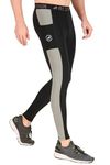 ReDesign Apparels Men's Nylon DC Pocket Compression Pant for Running, Gym and Other Sports (L, Black/Light Grey)