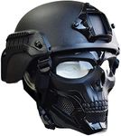 Tactical Airsoft Paintball ACH Helmet With Tactical Face Shield Protection Full Face Transparent Goggles Skull Mask For Airsoft Paintball CS Game, 30x19cm