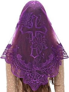 Bozidol White Triangle Veil -Lace Mantilla Catholic Church Chapel Veil Head Covering Latin Mass For Women