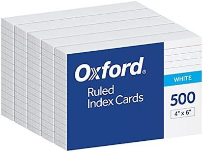 Oxford Index Cards, 500 Pack, 4x6 Index Cards, Ruled on Front, Blank on Back, White, 5 Packs of 100 Shrink Wrapped Cards (40178)