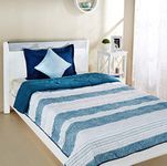 Amazon Brand - Solimo Brickline Microfibre Printed Quilt Blanket/Comforter,Single,120 Gsm,Blue,Reversible