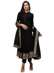 Indian Straight Tunic Kurti Set with Dupatta Party Wear Kurta Set for Women, Black-56, XX-Large