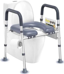 HOMLAND Toilet Seat Risers for Seniors, FSA/HSA Eligible Raised Toilet Seat with Handles & Padded Seat, Adjustable Height & Width, 400lb Elevated Toilet Seat for Elderly, Handicap, Fit Any Toilet