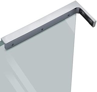 LukLoy Fixed Glass Shower Panel Wall to Glass Support Bar, Frameless Glass Clamp L Shape Stabilizer Mounting Bracket, No-Drill-in-Glass (Glass on Left, Mirror Chrome)