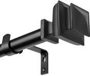 gb Home Collection Minimalist Black Curtain Rod - Square Design – Adjustable Length, Extra Long (72-144 inches), 1" Metal Rod for Heavy Drapes