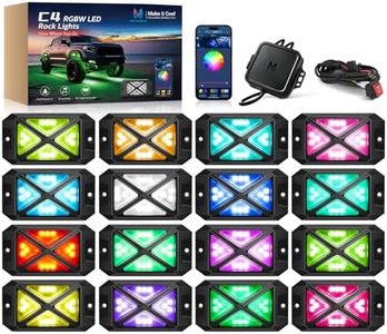 MICTUNING C4+ RGBW Rock Lights, 16 Pods 360° Ultra Bright Pure Color Underglow Neon Lights, Bluetooth APP Control & Music Mode, IP68 Waterproof, for Trucks Cars ATV UTV Golf Cart (2 Year Warranty)