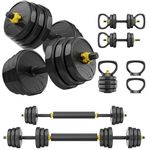 FEIERDUN Adjustable Dumbbells, 40lbs Dumbbell Set, 5 in 1 Free Weight Set Used as Barbell, Kettlebells, Push up Stand, Weights for Home Gym Suitable Men/Women