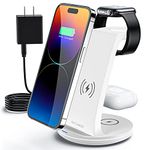 FEANS Wireless Charger 3 in 1 Fast Charging Station Wireless Charger Stand for iPhone 14/13/12/11/Pro/Max/XS/XR/8/Plus/SE, Samsung, for Apple Watch 8/7/6/5/4/3/2/1/SE, for AirPods 3/2/Pro with Adapter