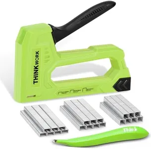 THINKWORK Light Duty Staple Gun - Upholstery Staple Gun for Wood with 1600pcs JT21 Staples 1/4", 5/16", 3/8" and Staple Remover, Fabric Stapler Gun for Crafts, Home Use, Wall, DIY, Lights Decor, Green