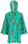 ECO CHIC Waterproof Foldable Adult Poncho Lightweight Reusable Raincoat with Hood (Highland Cow Teal)