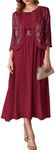 GRACE KARIN Evening Dresses for Women Tea Length Dresses for Women Formal Burgundy