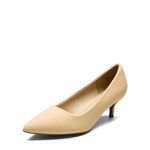 DREAM PAIRS Women's Moda Nude Nubuck Low Heel D'Orsay Pointed Toe Pump Shoes Size 10 M US