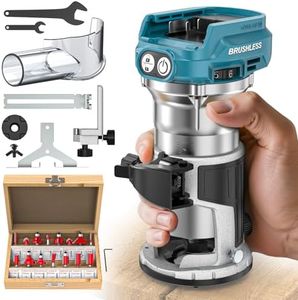 MtiolHig Cordless Compact Router Compatible with Makita 18V Battery, With 15Pcs Router Bits 6 Variable Speeds for Woodworking, 800W 30000 RPM Fixed Base Wood Router With Trim Bits