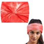 XFYT Wide Tie-Dye Sports Chic Hair Bands | Super Soft Stretch Microfibre high sweat absorbtion Head Band for women girls yoga sports fitness gym (Red), Microfiber