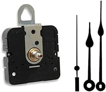 Clock Movement Mechanism, Choose Your Hands and Size, USA Made (1/4" Threaded Shaft, H Hands with Black Second Hand)
