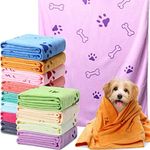 12 Pack Dog Bath Towel Set 19'' x 39'' Microfiber Dog Towels for Drying Dogs, Dog Drying Grooming Towel Soft Absorbent Quick Drying Cat Bathing Supplies for Small Medium Puppy Cat Pet Shower Essential