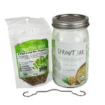 Trellis + Co. Complete Sprouting Jar Lid Kit With Seeds | Includes Wide Mouth Quart Jar, 316 Stainless Sprouting Ring With Mesh Strainer, Sprouting Stand, And Handy Pantry Sprouting Seeds