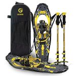 G2 25 Inches Blue Light Weight Snowshoes for Women Men Youth, Set with Trekking Poles, Tote Bag, Special EVA Padded Ratchet Binding, Heel Lift, Toe Box(Yellow)