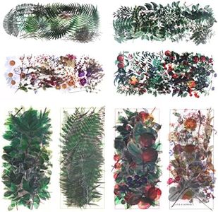 160Piezas de pegatinas de plantas, 4 paquetes de calcomanías decorativas de hojas de flores Pegatinas de PET impermeables para diarios de basura, tarjetas, álbumes de recortes, botellas de agua.