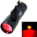 HQRP Professional 9 LEDs Red Light LED Black Flashlight for Night Observations / Astronomy / Night Land Navigation