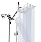 Shower Head, 8 Inch High Pressure Rainfall Shower Head/Handheld Shower Combo with 11 Inch Extension Arm, 9 Settings Adjustable Anti-leak Shower Head with Holder/Hose, Height/Angle Adjustable