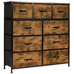 LYNCOHOME Chest of Drawers, Bedroom Drawers, Fabric Dresser with Wood Top and Large Storage Space, Easy to Assemble, for Bedroom, Living room, Kids room, Closet (Sepia Print, 9 Drawers)