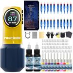 Tattoo Pen Kit, Wireless Rotary Tattoo Gun Kit, LED Color Screen Tattoo Machine Kit with 20Pcs Tattoo Cartridge Needles and 12 Tattoo Inks, Tattoo Kit Tattoo Supplies for Beginners