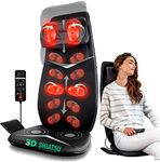 Zyllion Shiatsu Neck and Back Massager with Heat - 3D Kneading Deep Tissue Electric Massage Chair Pad with Height Adjustment, Seat Cushion Vibration for Muscle Pain Relief - Black (ZMA-33)
