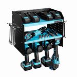 DURATECH Power Tool Organizer, Heavy Duty Garage Organizer with Power Strip, Wall Mounted Power Tool Storage Rack, Durable Drill Holder, Power Tool Holder for Workshop, Garage