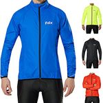 FDX Men’s Cycling Jacket - Waterproof Lightweight Breathable Cycle Rain Tops - High Visibility Full Sleeves Taped Seams Reflective Jersey - Windproof Coat for Riding, Bike Racing (Blue X-Large)