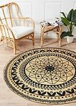 THE HOME TALK Natural Handcrafted Braided Round Jute Rug -120CM|Traditional Carpet For Living Room,Kitchen,Entryway,Bedroom,Dining Room|Rustic Bohemian Decor|Durable,Anti-Skid Carpets for Centre Table