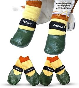 PawFlex Double Dipped Waterproof Dog Socks Comfy Pawz Soft Indoor/Outdoor Dog Booties with Rubberized Bottom| Non-Slip Silicone Grip at Inner Cuff for No Twisting or Sliding Off| Adjustable Strap
