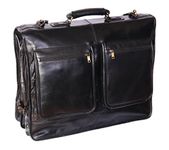 House of Luggage Luxury Real Leather Suit Carrier Business Travel Weekend Garment Dress Suiter Bag HLG829 Black