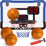 TEUVO Indoor Basketball Hoop for Kids Mini Basketball Hoop for Door with Automatic Scoring 4 Balls Basketball Toys for Wall Mounted Outdoor Sport Toy Gifts for Age 3 5 6 7 8 9 10 12 Year Old Boys Girl