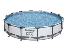 Bestway Steel Pro Max Round Frame Swimming Pool with Filter Pump, Grey, 14ft