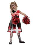 Smiffys Zombie Cheerleader Costume, Red with Dress & Pom Poms, Halloween Child Fancy Dress, Zombie Dress Up Costumes