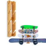 COR Surf Skateboard Wall Mount Display | Snowboard Wall Storage Holds Four Boards Made with Sustainable Bamboo 4 Board Indoor Wall Rack for Snow and Skate