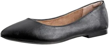 Amazon Essentials Women's Pointed-Toe Ballet Flat, Black Faux Leather, 11