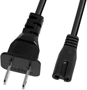 Fosmon 2-Slot to Standard Power Cord (5 Feet), 2 Prong Figure 8 Power Cord-PA 14, Dual Pin Non-Polarized Universal Replacement Wall Cable for PS3, PS4, Apple TV, Xbox One, Xbox One S