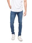 Victorious Mens Skinny Slim Fit Stretch Raw Denim Jeans - Blue - 3832