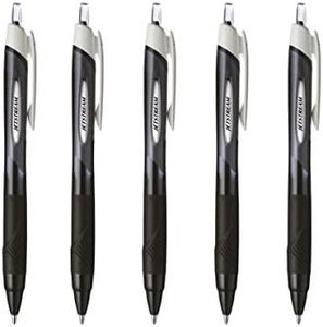 uni-ball Jetstream RT Retractable Roller Ball Pens Rubber Grip 1.0mm Black Ink Value Set of 5