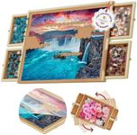 1000 Piece Wooden Jigsaw Puzzle Board - 4 Drawers, Rotating Puzzle Table | 30” X 22” Jigsaw Puzzle Table | Puzzle Cover Included - Portable Puzzle Tables for Adults and Kids by Beyond Innoventions