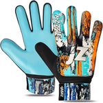 Jazzy Sports Soccer Goalie Gloves,Funky Football Goalkeeper Gloves for Kids Boys Children Youth with 4mm Latex for Strong Grip (Cyan Blue, Size 8 Suitable for Size M-L Adult)