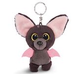 Nici Glubschis Baako Bat 9 Cm with Large Glitter Eyes, Plush Toy with Key Ring 45540 Keyring 9cm, Animal Print, Grey/Pink, One Size