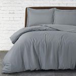 SereneSleep Grey Duvet Cover Set Full Size - Soft Brushed Microfiber Full Size Duvet Cover 3Pcs, Includes 1 Duvet Cover with 2 Pillow Sham Lightweight, Breathable, Easy Care (Full, Grey)