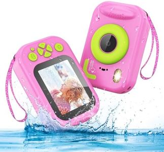 Kids Waterproof Camera, 1080P HD Underwater Digital Camera for Kids Aged 3-12, IP68 Swimming & Snorkeling Toy, ABS Plastic, 32GB Card, Birthday Gift for Children Boys Girls, Pink